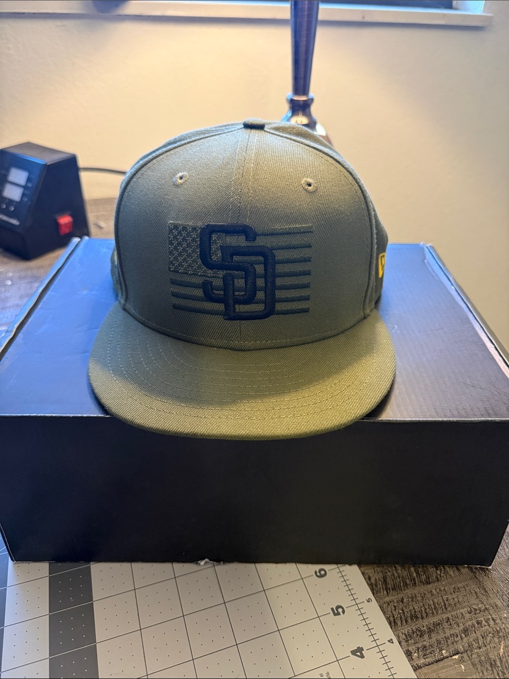 New Era Olive Green San Diego Padres Flat Brim Cap with Navy Logo